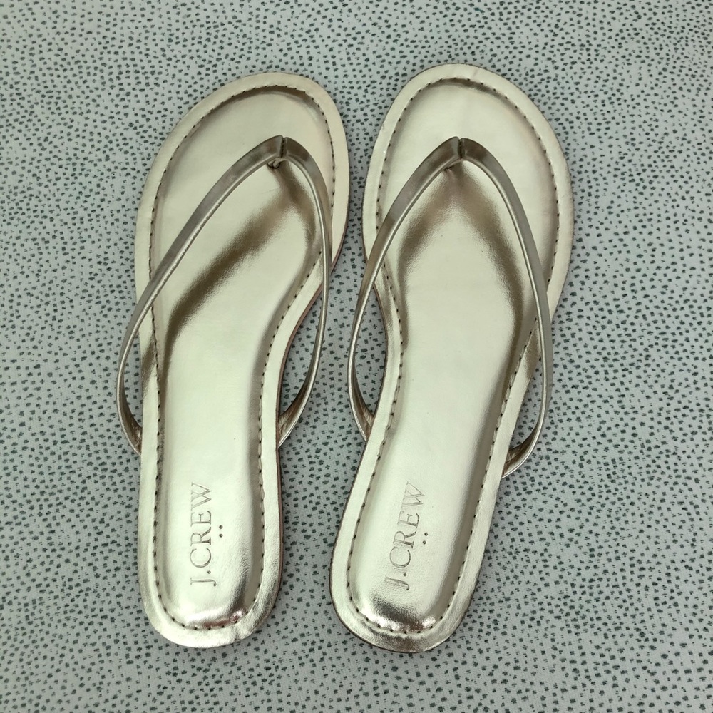 JCrew Gold thong Sandals